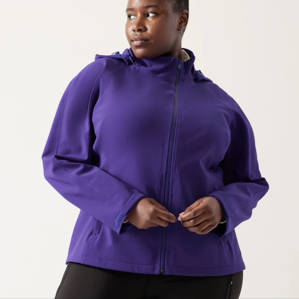 Athleta Women's Plus 1X Glacier Softshell Jacket Noble Blue Assymetrical Zipper
